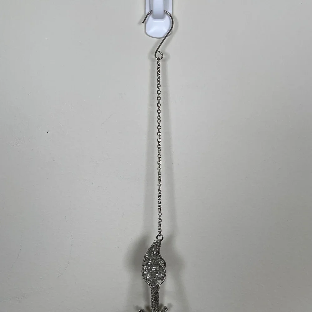 Beaded Silver Snowflake‎ Candelabra Tealight Holder Hanging Christmas Winter